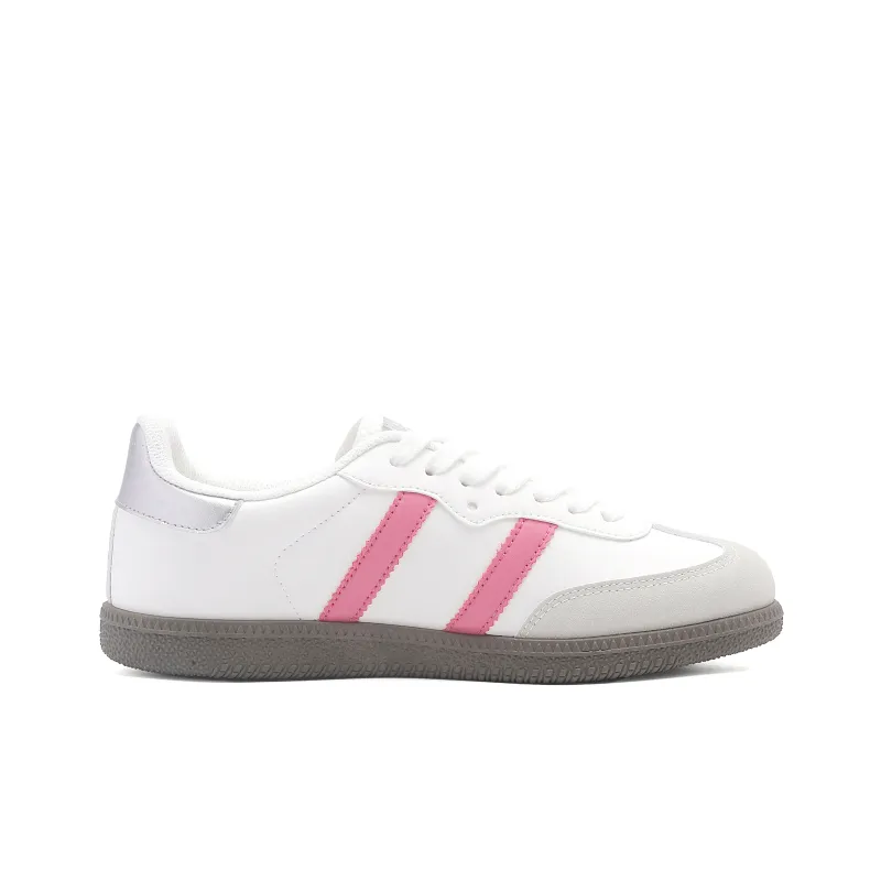 MIIOW German Army Trainers Lightweight Low Top Skateboard Shoes Women's White Pink-1