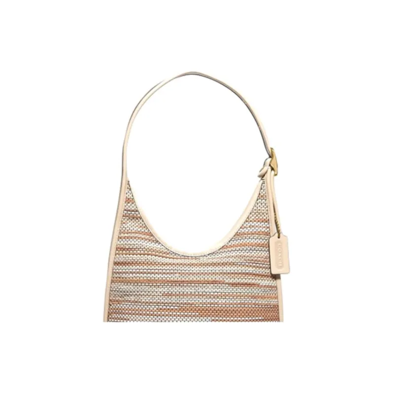COACH Ergo Leather Hobo Bag Crescent Bag Shoulder Bag Crossbody Bag Handbag Medium Size Women's Beige Mixed Color-4