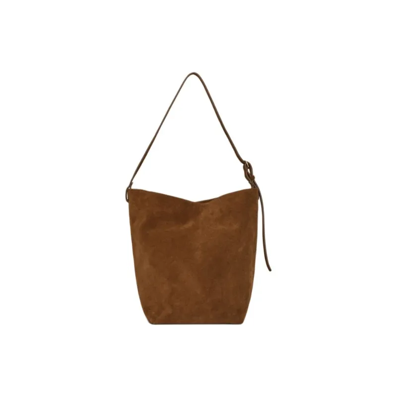 ARKET Cow Leather Bucket Bag, Shoulder Bag Medium Size Women's Brown-1