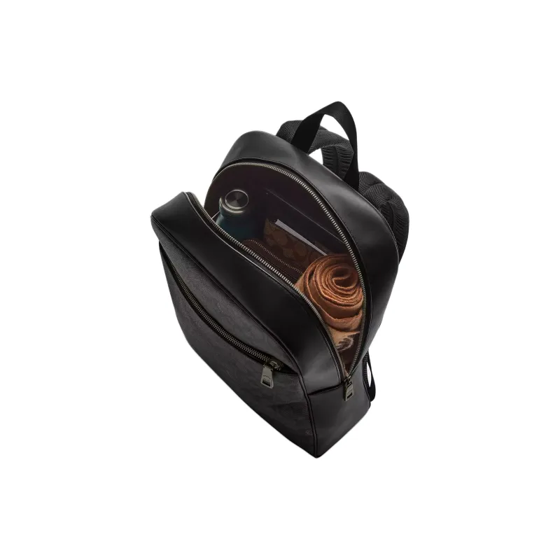 COACH Litchi Grain Leather Backpack Tubas Men's Black-3
