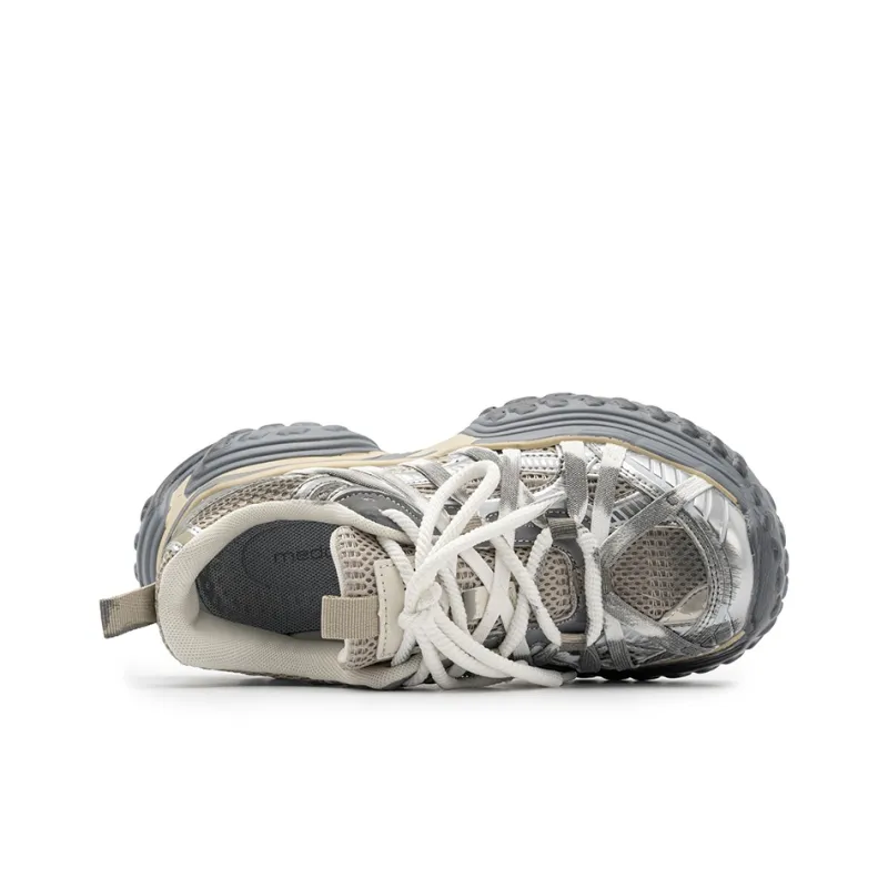 Medd Cushioned Wear Resistant Breathable Lightweight Height Increasing Low Top Chunky Sneakers Unisex Champagne-3
