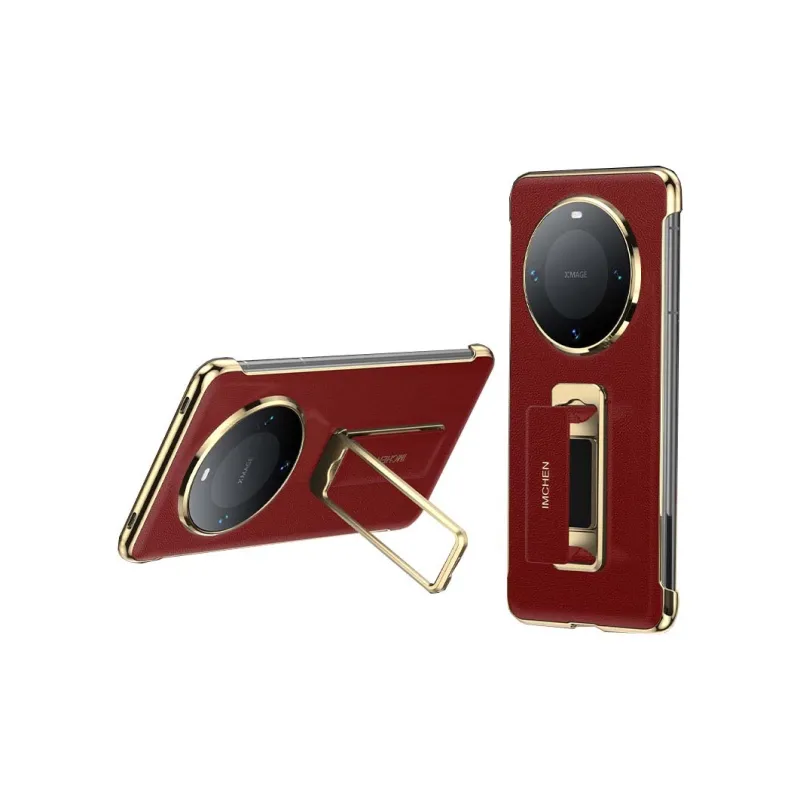 IMCHEN Leather Material Wristband Stand Phone Cases For Huawei Mate60/Mate60Pro/Mate60Pro+ Solid Color Quiet Luxury-0