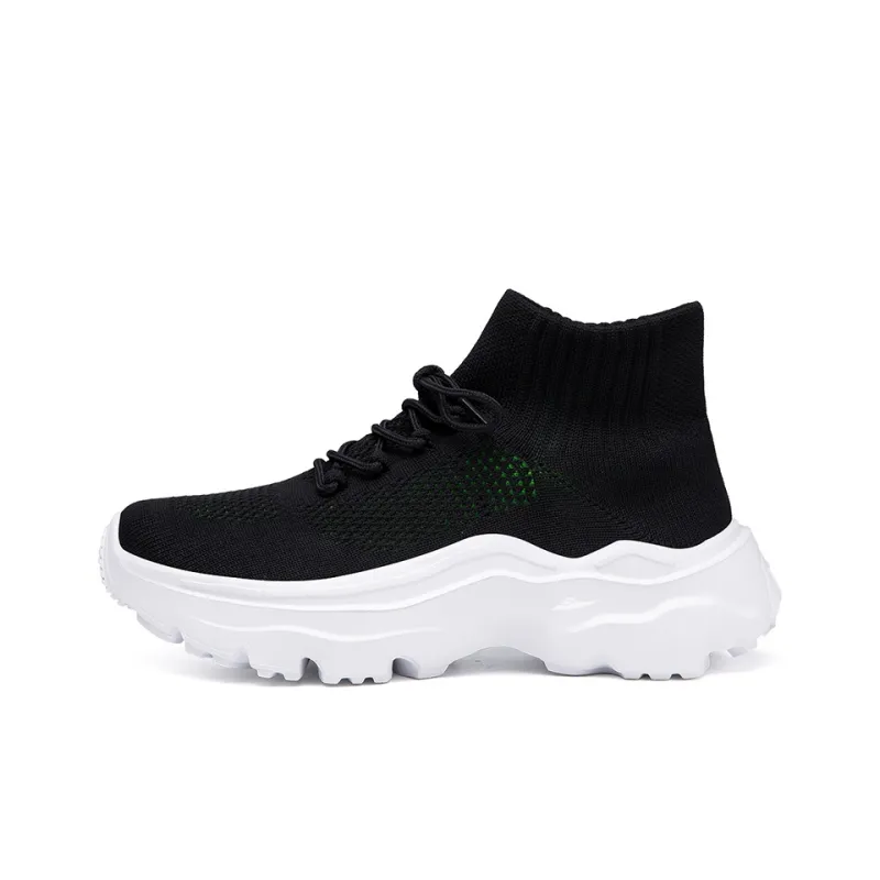 Kuding Casual Shoes Unisex Mid Top All Black/Black White/Khaki/Black Red/Black Green-6