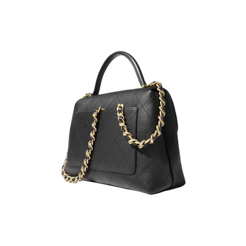 CHANEL Calfskin Flap Bag, Shoulder Bag, Crossbody Bag, Handbag Tubas Women's Black-2