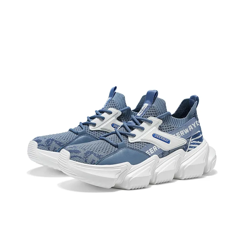 DEERWAY Anti Slip And Wear Resistant Breathable Low Top Chunky Sneakers Men's Dusty Blue-3