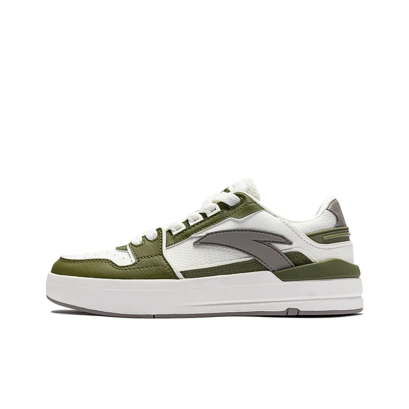 Anta Street Naughty Anti-Slip Wear-Resistant Low-Top Skateboard Shoes Women's White Green-0