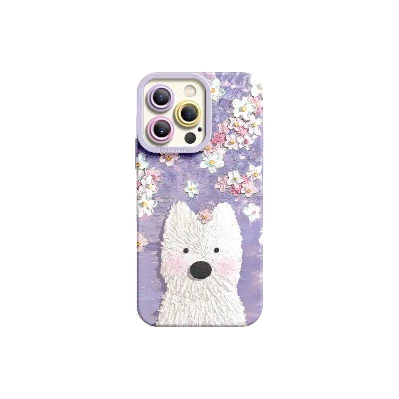 I Create My Art Silicone Material Spring West Highland Phone Case Compatible With Apple Collection Cute Style-9