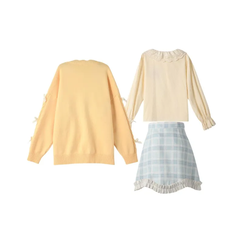 SNBL Skirt Set Women's Knitwear+Shirt+Skirt-1