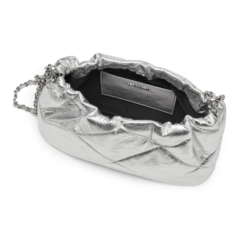 Staccato Sheepskin Shoulder Bag Medium Size Women's Metallic Silver/Elegant Gold-3