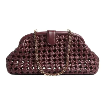 Bottega Veneta Lauren 1980 Calfskin Shoulder Bag Tubas Women's Burgundy