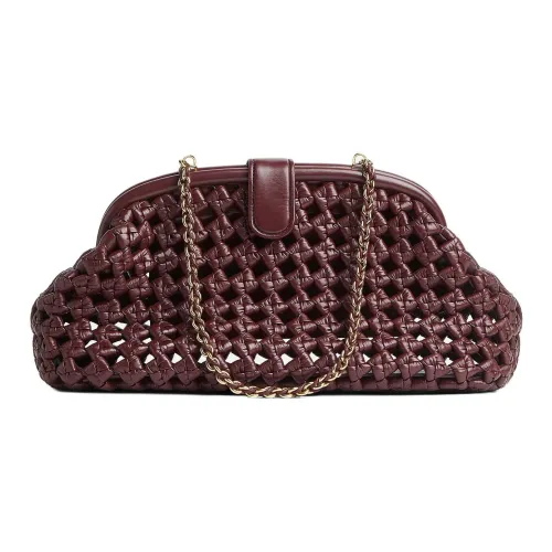 Bottega Veneta Lauren 1980 Calfskin Shoulder Bag Large Size Women's Burgundy