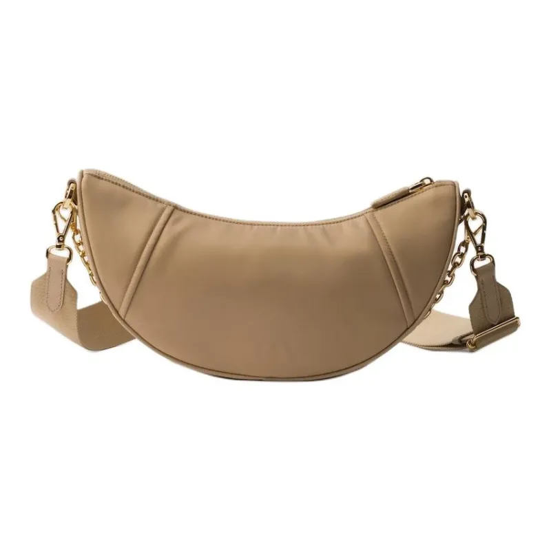 PRADA Re Nylon Recycled Nylon Crescent Bag Shoulder Bag Women's Camel Brown-2