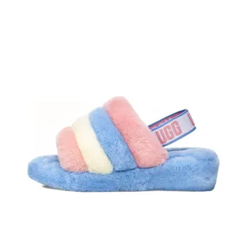 UGG Fluff Yeah Slide Shoe Pink Blue Stripe Women's
