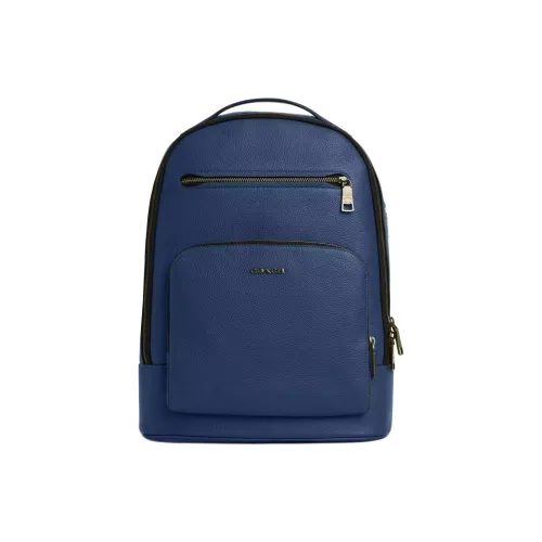COACH ETHAN Litchi Grain Leather Backpack Large Size Men's Dark Blue