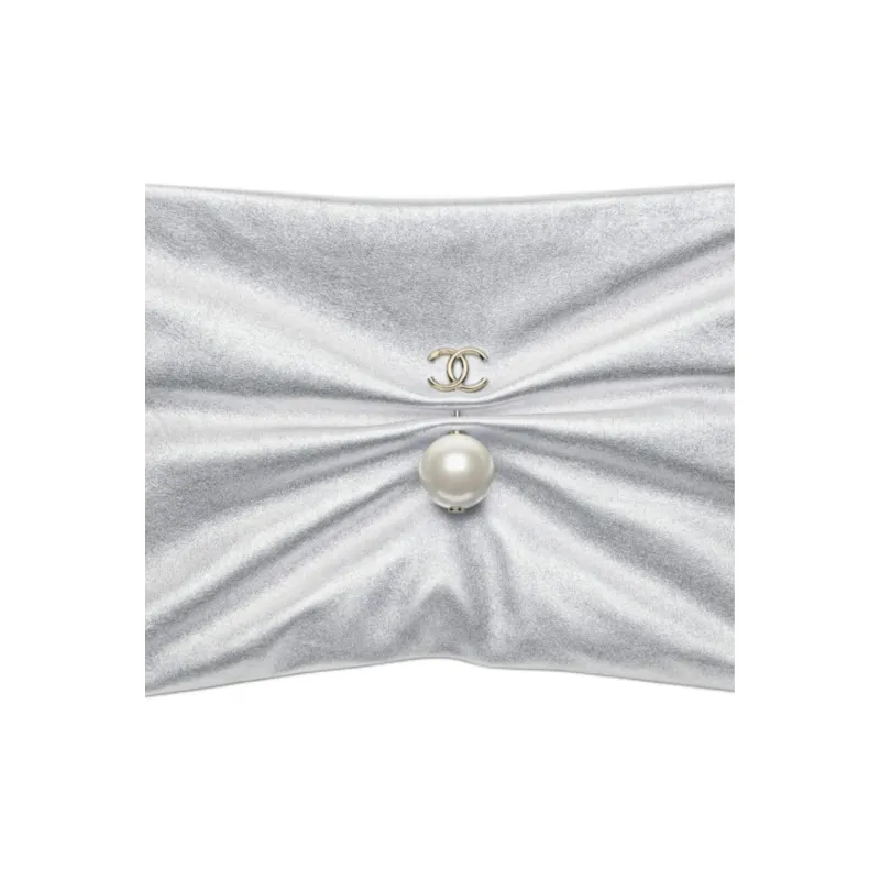 CHANEL Lambskin Clutch Large Size Women's Silver-1
