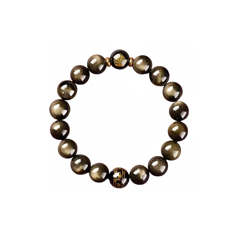 Stone On The Line Obsidian Bracelets Unisex-4