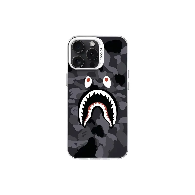 Sopi Acrylic Material Camouflage Shark Phone Cases Compatible With IPhone 16/15 Pro Max/Apple 13/14 Pro Max Collection-3