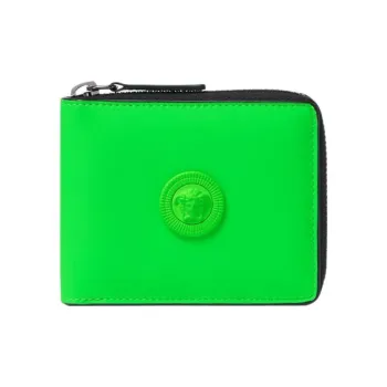 VERSACE Cow Leather Wallet Men's Green