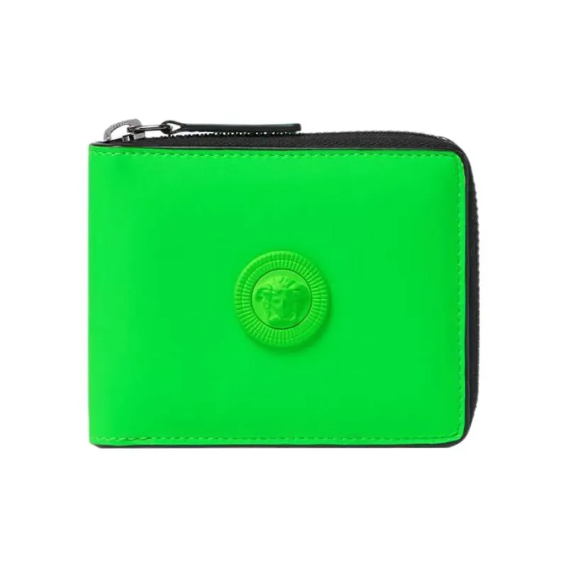 VERSACE Cow Leather Wallet Men's Green-0