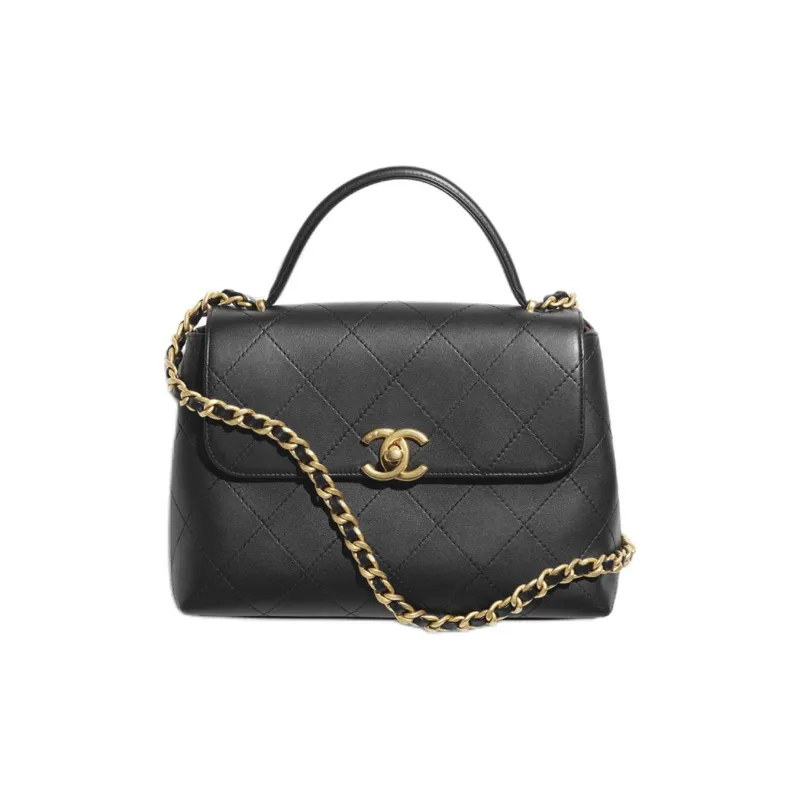 CHANEL Calfskin Flap Bag, Shoulder Bag, Crossbody Bag, Handbag Tubas Women's Black-0