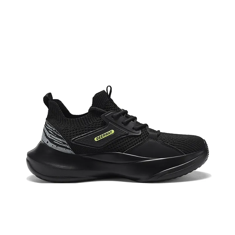 DEERWAY Cushioned Wear Resistant Height Increasing Low Top Chunky Sneakers Men's Black-1