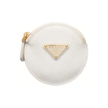 PRADA Saffiano Leather Coin Purse Women's White