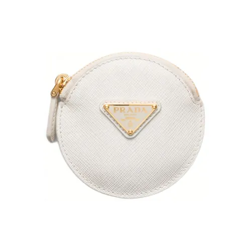 PRADA Saffiano Leather Coin Purse Women's White