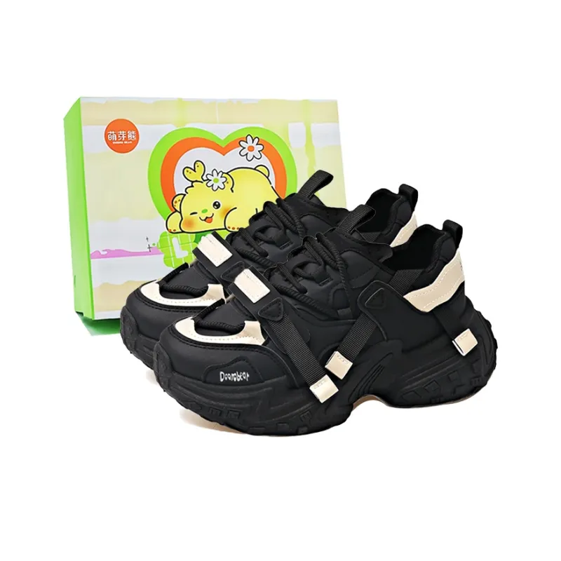 Budding Bear Anti Slip Wear Resistant Breathable Lightweight Height Increasing Low Top Chunky Sneakers Women's-5