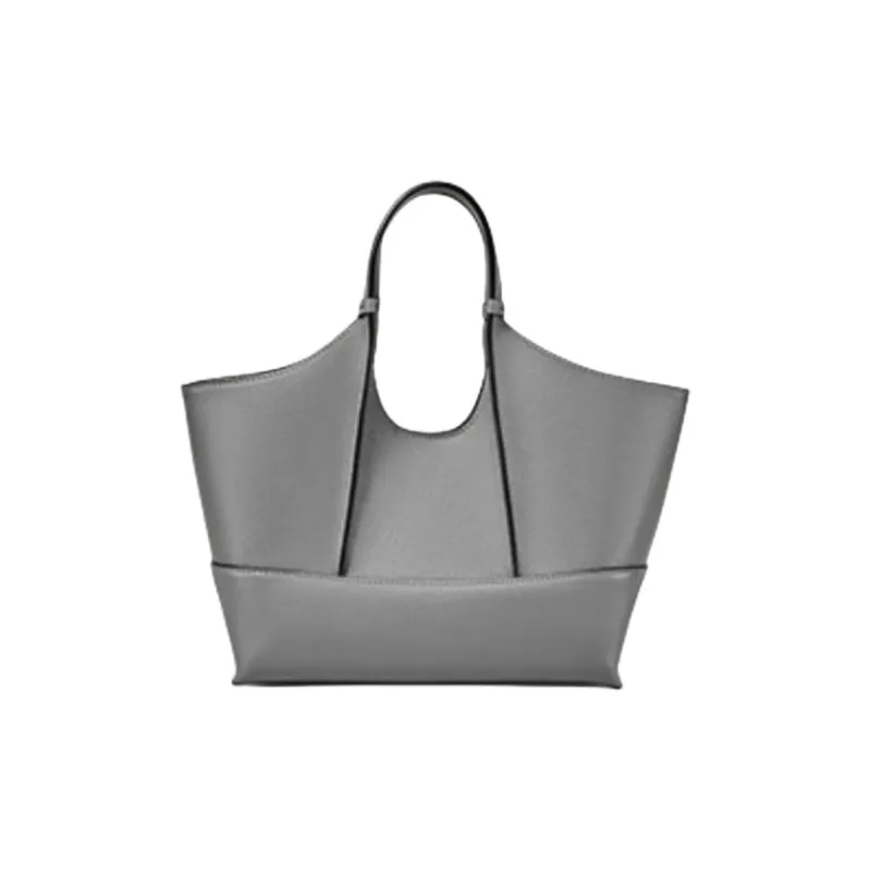 DISSONA Cow Leather Tote Bag, Shopping Bag, Shoulder Bag, Crossbody Bag, Handbag Small Size Women's Gray-2