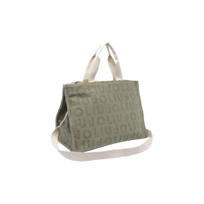 LIU·JO Cotton With Polyester Tote Bag, Shopping Bag, Shoulder Bag, Handbag Women's Green-1
