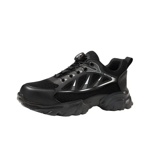 GUYISA Slip Resistant, Abrasion Resistant, Breathable Low Top Chunky Sneakers Unisex Black-1