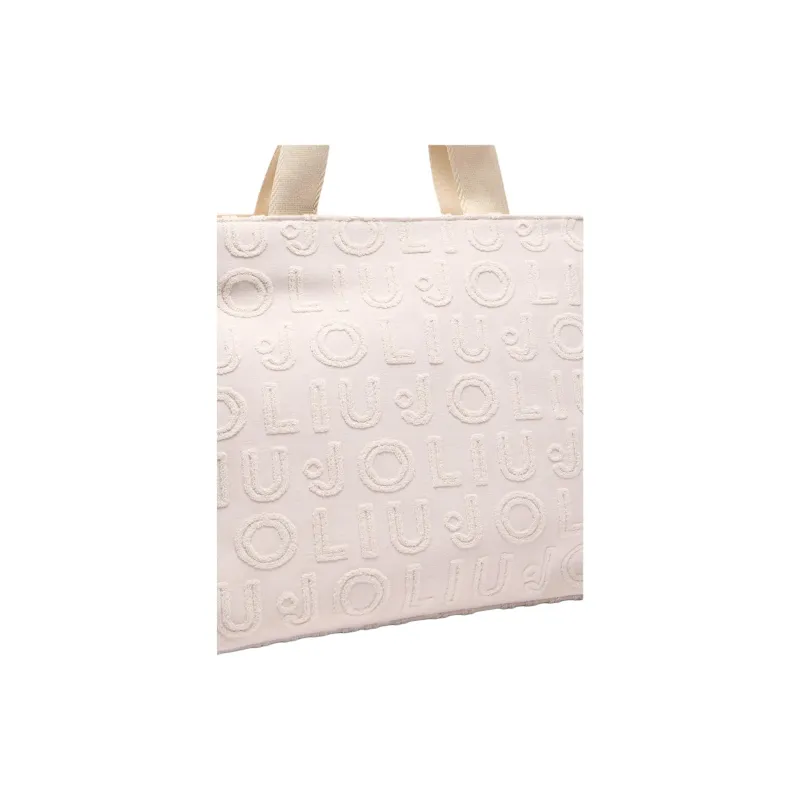 LIU·JO Cotton Tote Bag, Shopping Bag, Shoulder Bag, Handbag Women's Champagne-5
