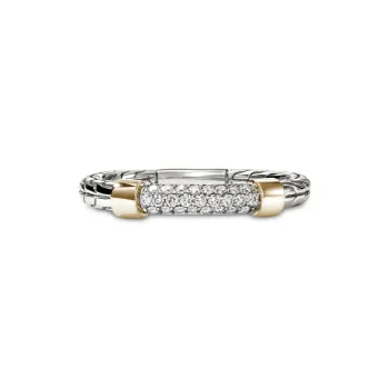 John Hardy 14K Yellow Gold And Sterling Silver Diamond Pavé Ring
