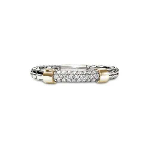 John Hardy 14K Yellow Gold And Sterling Silver Diamond Pavé Ring