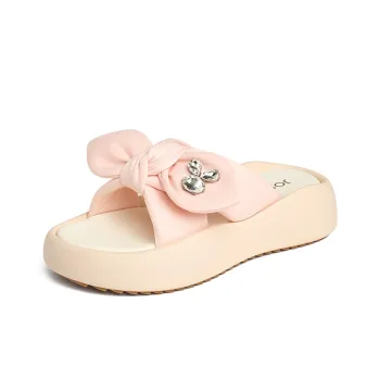 JOSINY Rubber Sole Cushioning Slip Resistant Abrasion Resistant Odor Resistant Quiet Slide Slippers Women's Light Pink