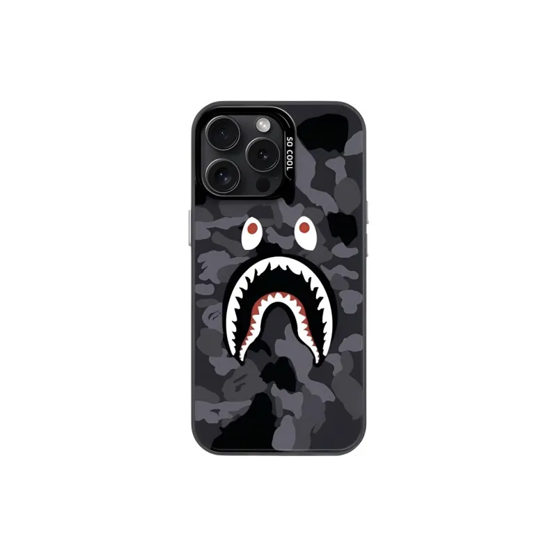 Sopi Acrylic Material Camouflage Shark Phone Cases Compatible With IPhone 16/15 Pro Max/Apple 13/14 Pro Max Collection-0