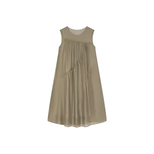 Mo Han Yi Mei Sleeveless Dress Women's Khaki