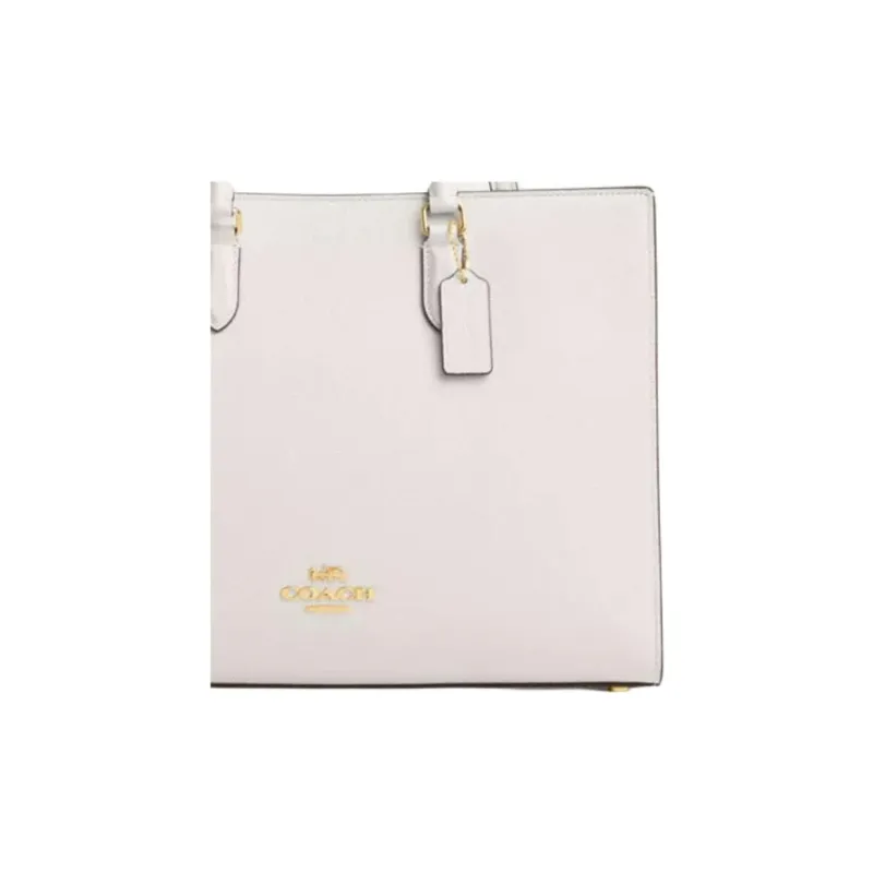 COACH Maggie Litchi Grain Leather Tote Bag, Shopping Bag, One Shoulder Handbag Tubas Women's White-5