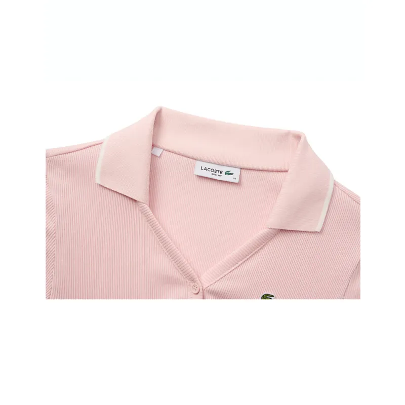 LACOSTE SS25 Polo Shirt Women's Pink/White Trim-1
