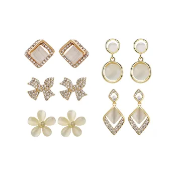 QIMEILA Glass Cat Eye Earrings Women's