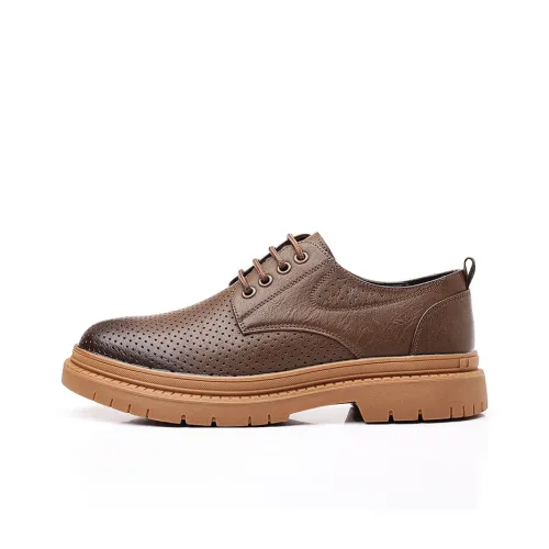Shanpijiang Men's Casual Shoes Men Low Top Black/Brown