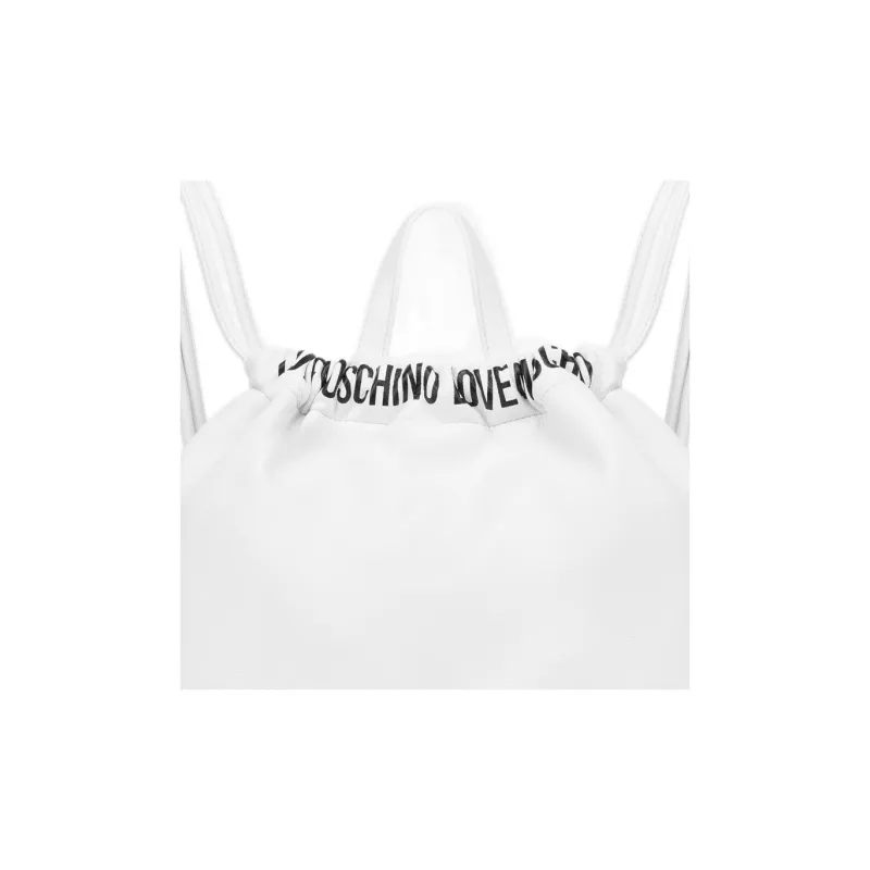 LOVE MOSCHINO Polyurethane Bucket Bag Backpack Women's White-3
