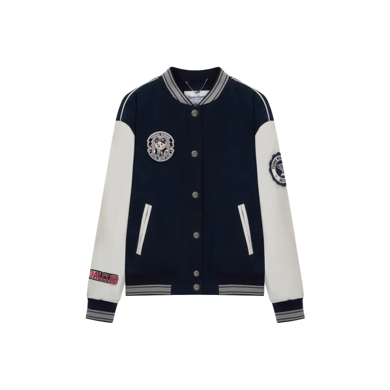 Teenie Weenie Baseball Jacket Women's Navy Blue-4