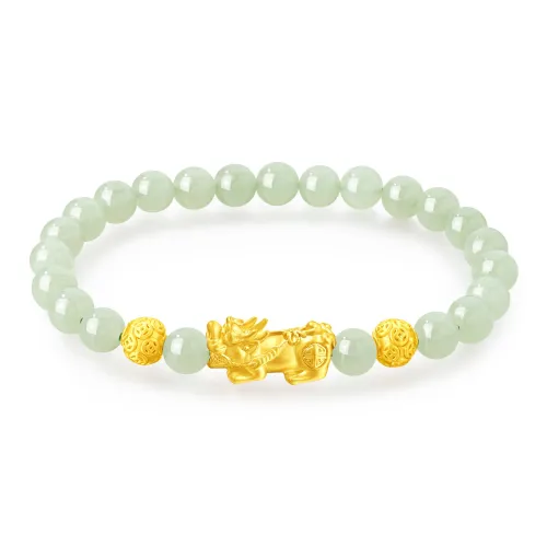 Lao Feng Xiang Hetian Jade Bracelets Pale Greenish White Jade Women's