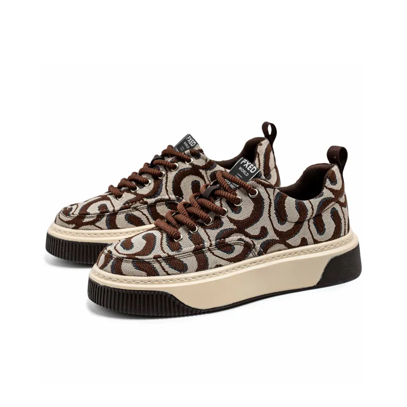 DM Canvas Shoes Men Low Top Beige Black/Beige Khaki/Beige Red-5