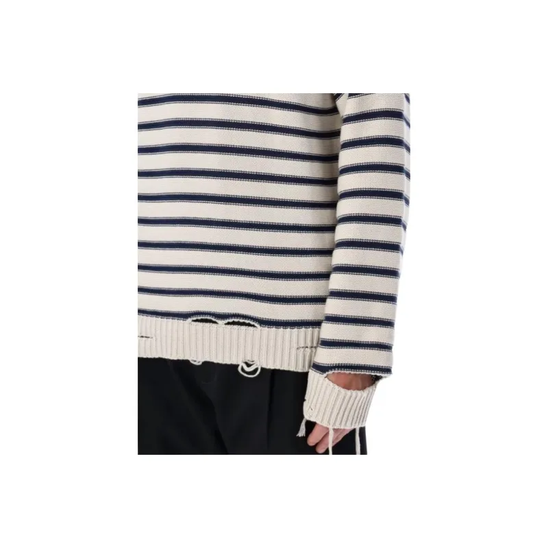 MM6 Maison Margiela Striped Raw Cut Edge Jumper-3