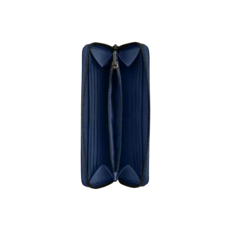 COACH SignatureAccordion Wallet Cow Leather Wallet Small Size Men's Blue-1