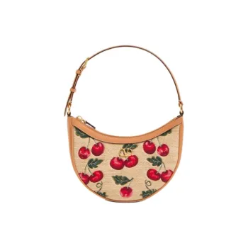Valentino Raffia Shoulder Bag Mini Women's Natural/Red
