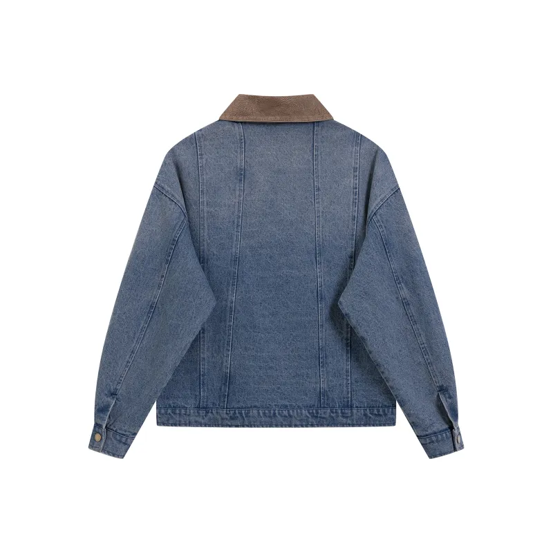 QISENYAR Denim Jacket Unisex Washed Blue-1