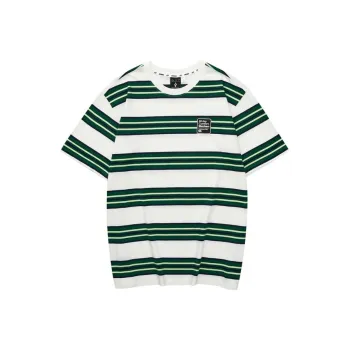 Skechers SS24 T Shirt Unisex White Base With Green Mixed Stripes
